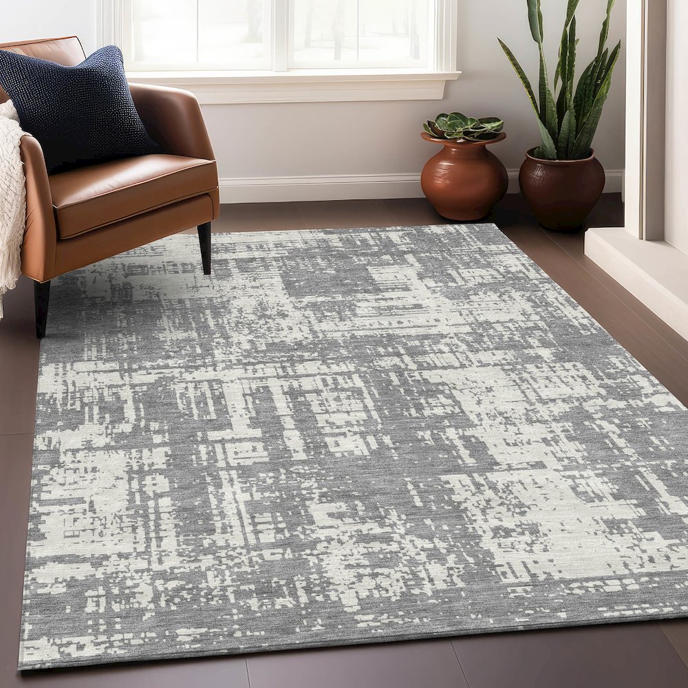 Premium Machine Washable Mayfield AMF895 Gray 5' x 7'6" Rug. Picture 5