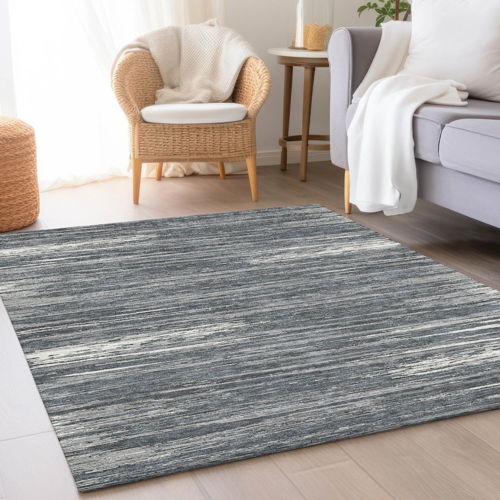 Premium Machine Washable Mayfield AMF896 Gray 5' x 7'6" Rug. Picture 5