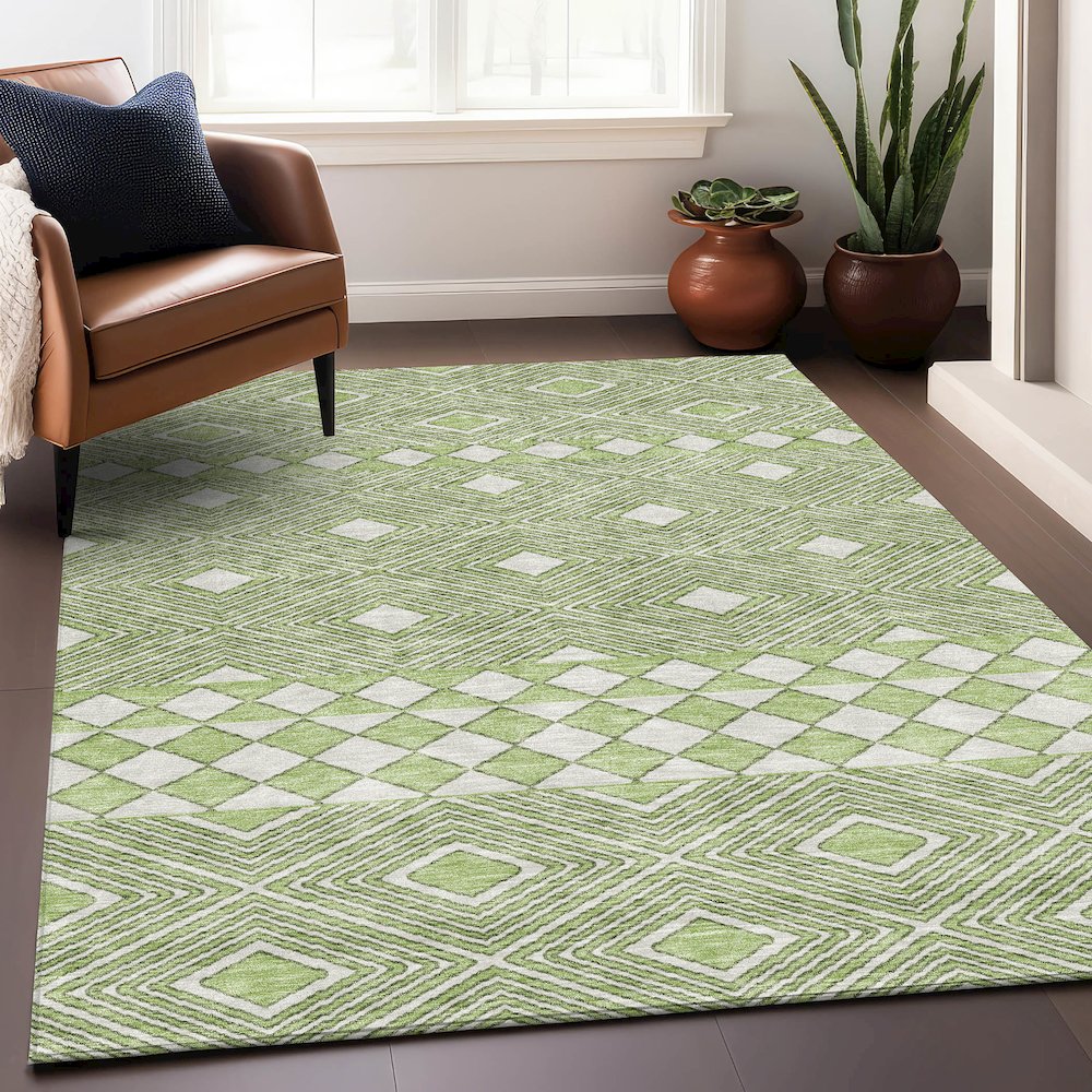 Premium Machine Washable Mayfield AMF898 Aloe 5' x 7'6" Rug. Picture 5