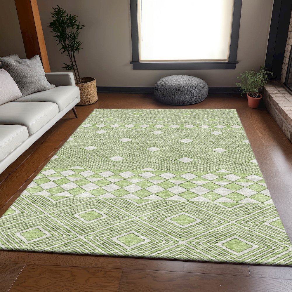 Premium Machine Washable Mayfield AMF898 Aloe 5' x 7'6" Rug. Picture 6