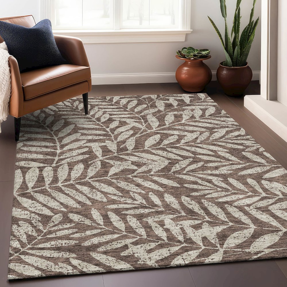 Premium Machine Washable Mayfield AMF899 Brown 5' x 7'6" Rug. Picture 5