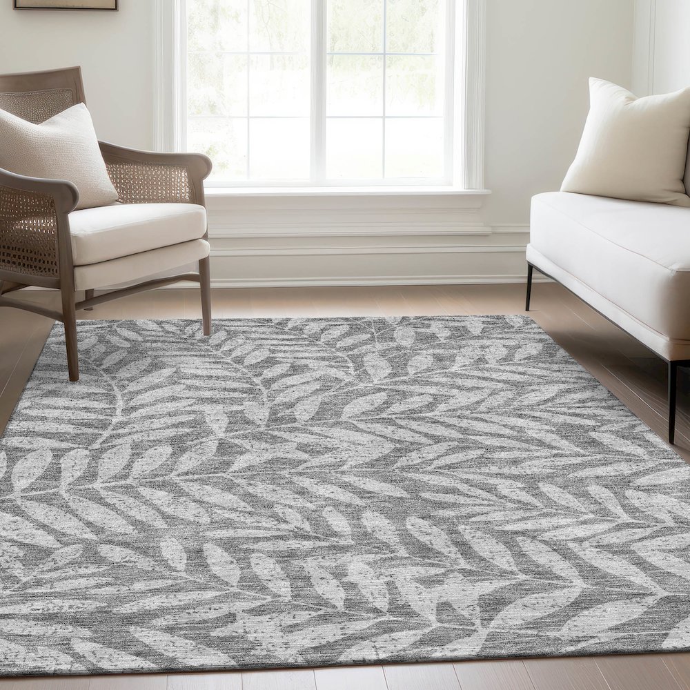 Premium Machine Washable Mayfield AMF899 Gray 5' x 7'6" Rug. Picture 6
