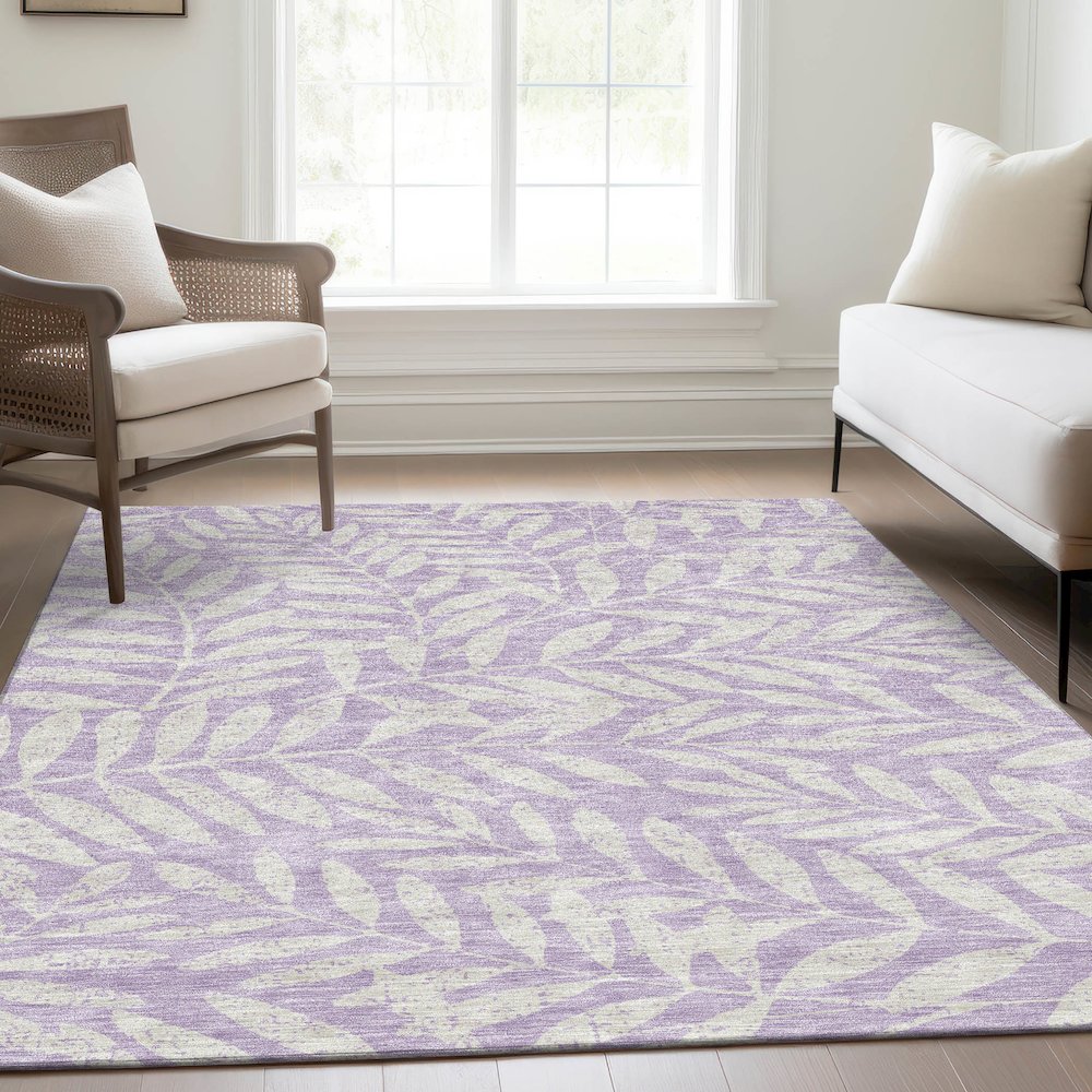 Premium Machine Washable Mayfield AMF899 Lavender 5' x 7'6" Rug. Picture 6