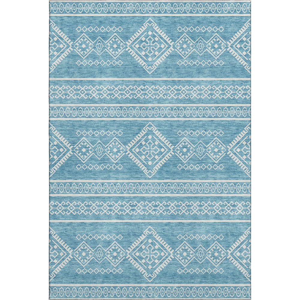 Premium Machine Washable Mayfield AMF901 Teal 5' x 7'6" Rug. Picture 1