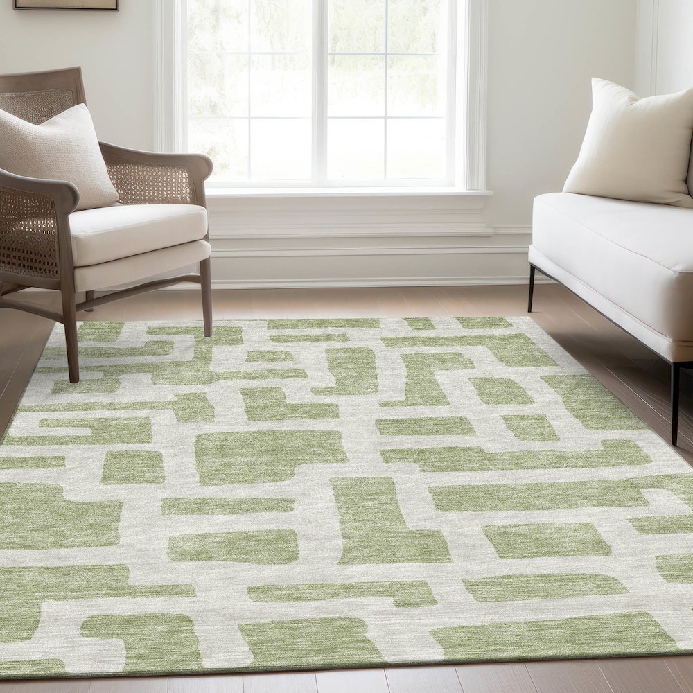 Premium Machine Washable Mayfield AMF903 Aloe 5' x 7'6" Rug. Picture 6