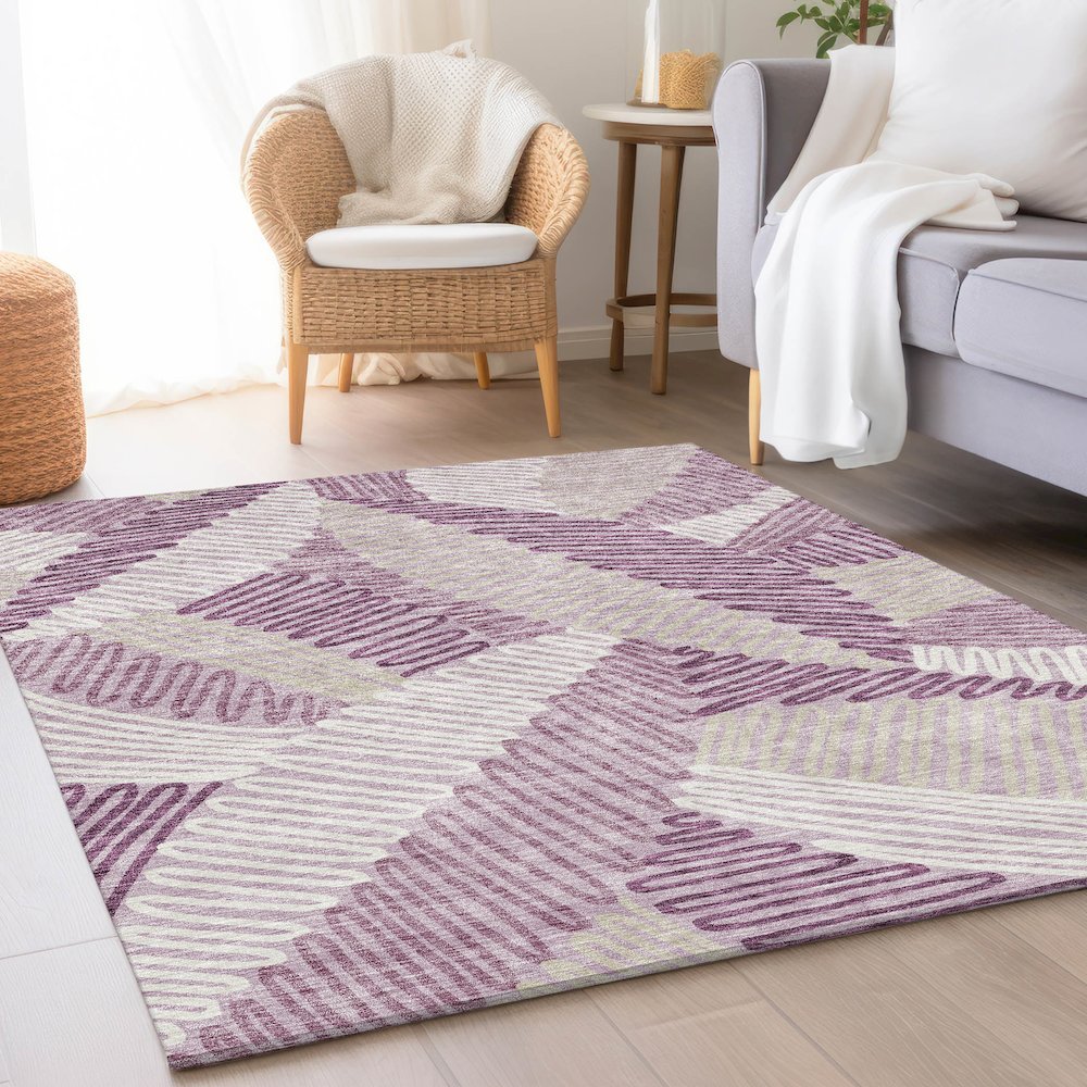 Premium Machine Washable Mayfield AMF904 Lavender 5' x 7'6" Rug. Picture 5