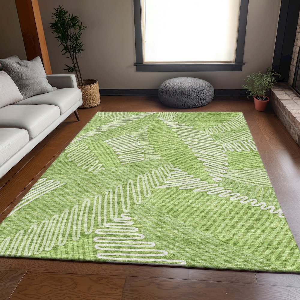 Premium Machine Washable Mayfield AMF904 Lime 5' x 7'6" Rug. Picture 6