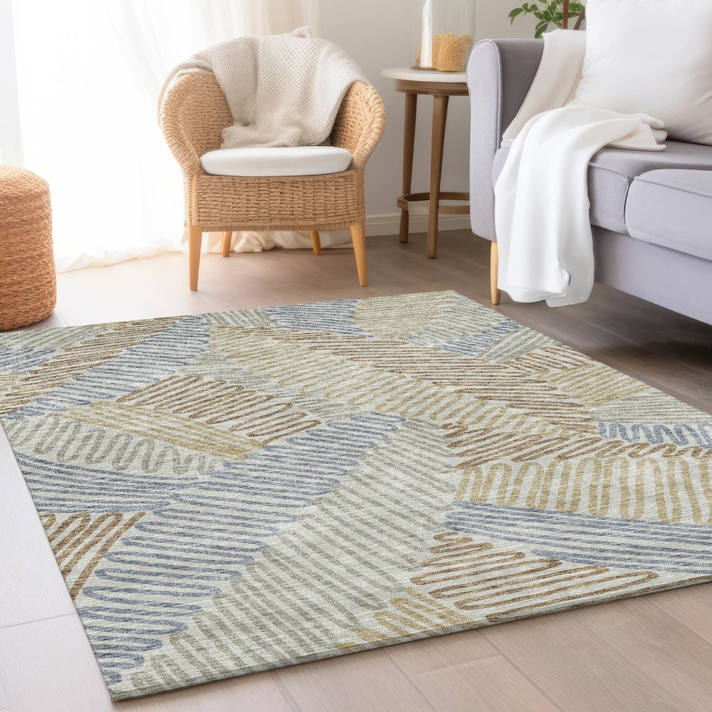 Premium Machine Washable Mayfield AMF904 Taupe 5' x 7'6" Rug. Picture 5