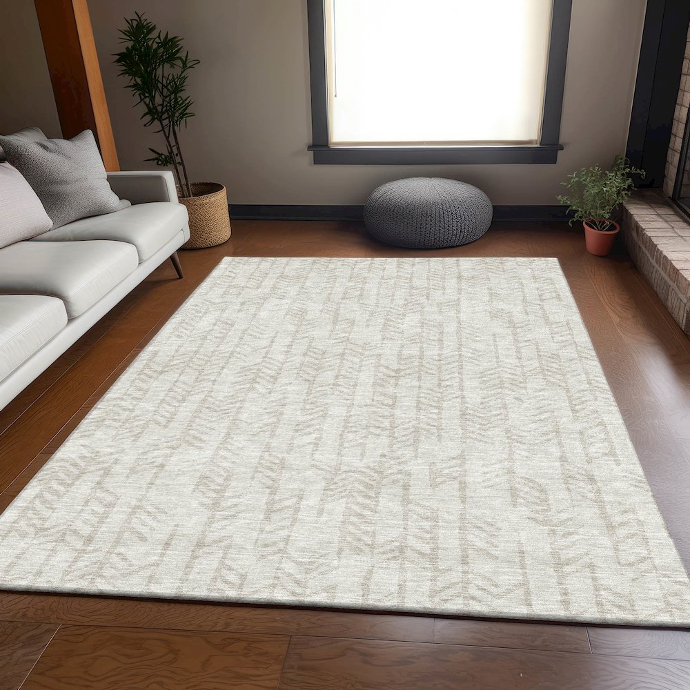 Premium Machine Washable Mayfield AMF906 Ivory 5' x 7'6" Rug. Picture 6