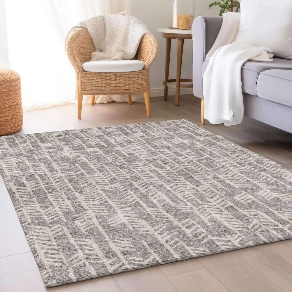 Premium Machine Washable Mayfield AMF906 Taupe 5' x 7'6" Rug. Picture 5