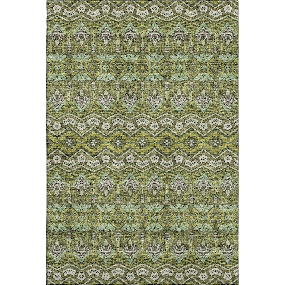 Premium Machine Washable Mayfield AMF909 Olive 5' x 7'6" Rug. Picture 1