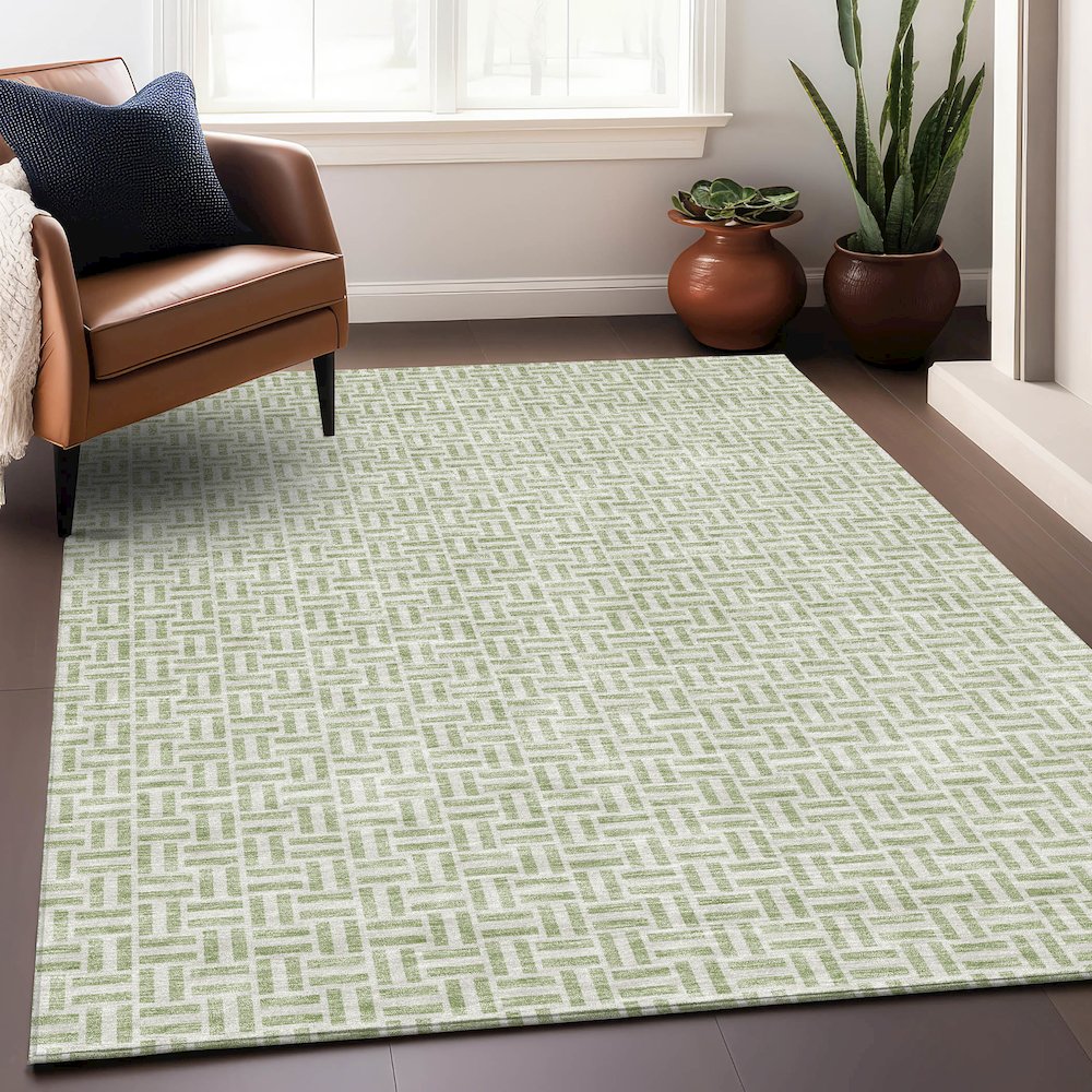 Premium Machine Washable Mayfield AMF911 Aloe 5' x 7'6" Rug. Picture 5