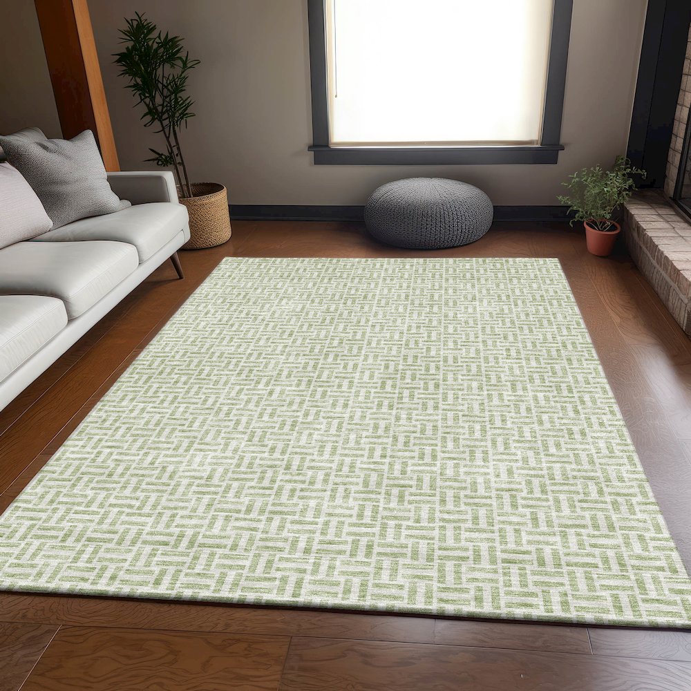 Premium Machine Washable Mayfield AMF911 Aloe 5' x 7'6" Rug. Picture 6