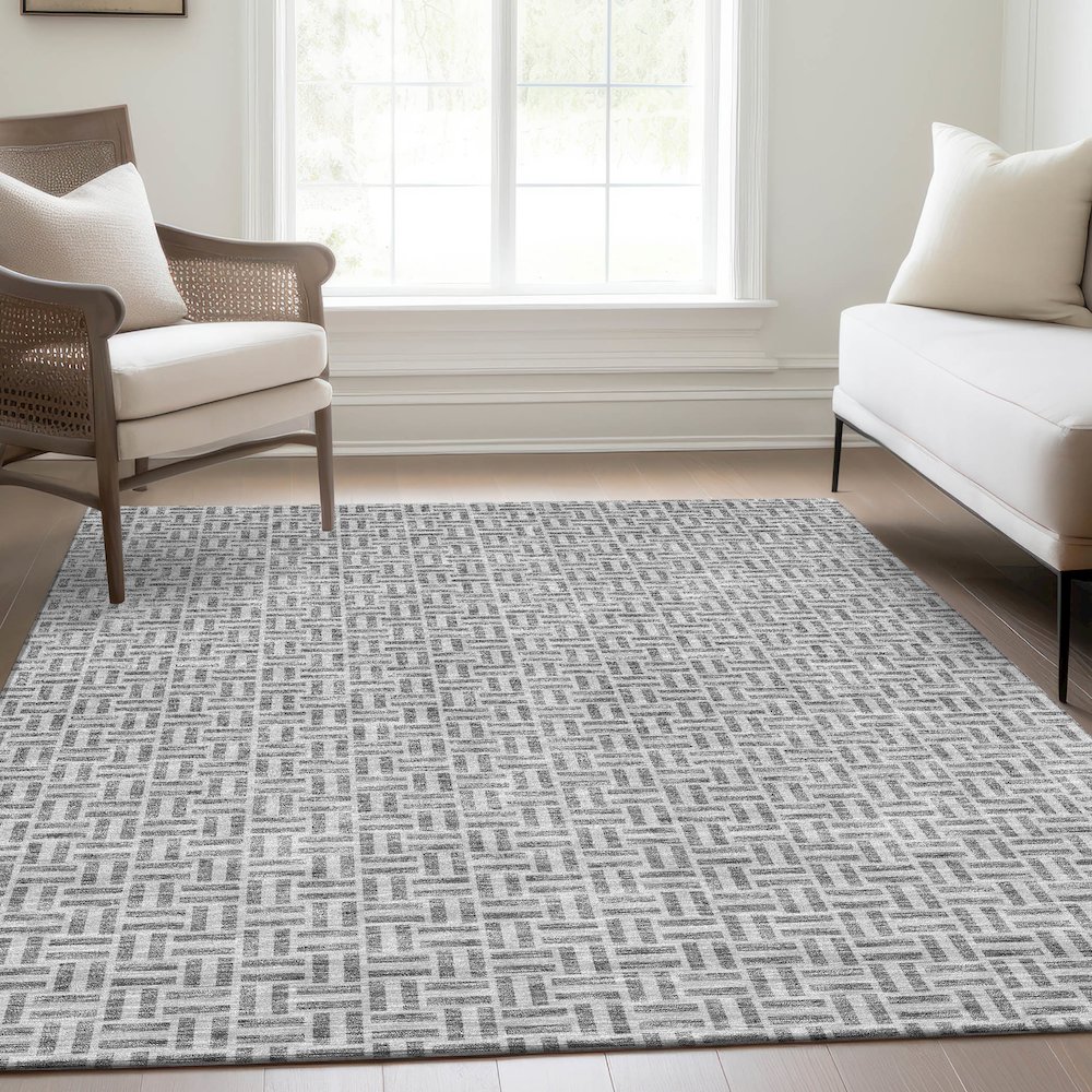 Premium Machine Washable Mayfield AMF911 Gray 5' x 7'6" Rug. Picture 6