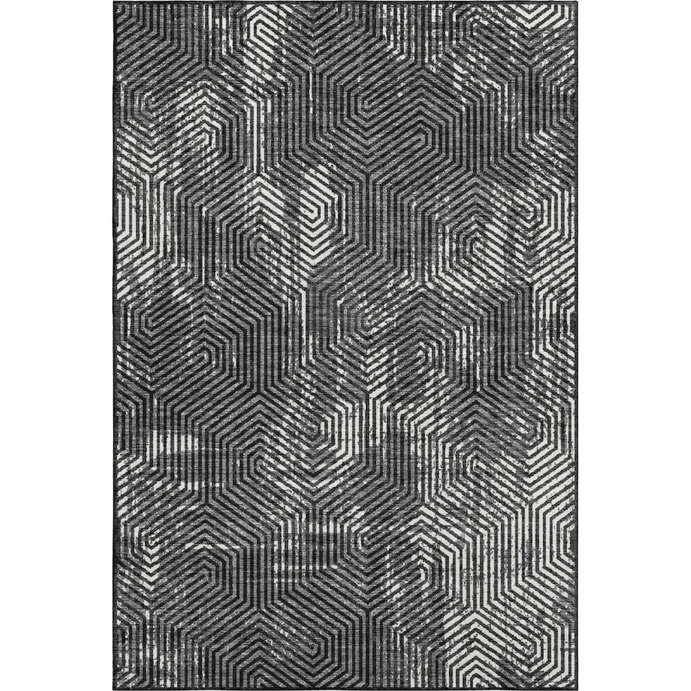 Premium Machine Washable Mayfield AMF912 Black 5' x 7'6" Rug. Picture 1