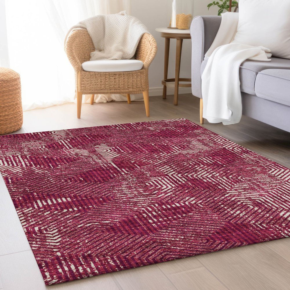Premium Machine Washable Mayfield AMF912 Burgundy 5' x 7'6" Rug. Picture 5