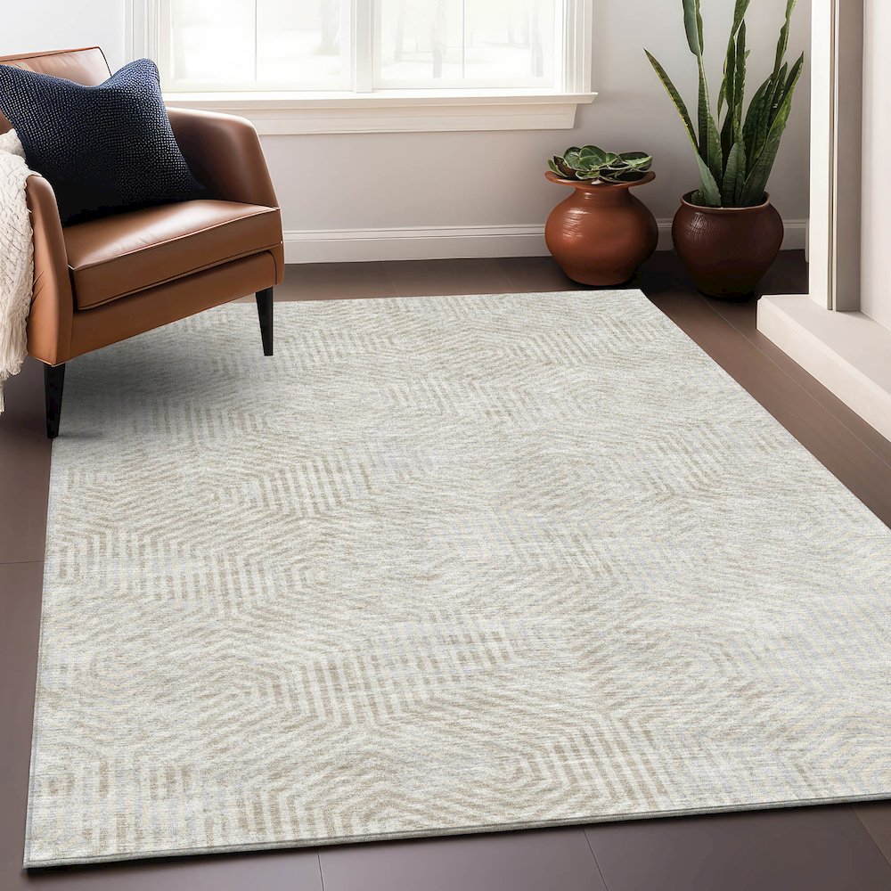 Premium Machine Washable Mayfield AMF912 Ivory 5' x 7'6" Rug. Picture 5