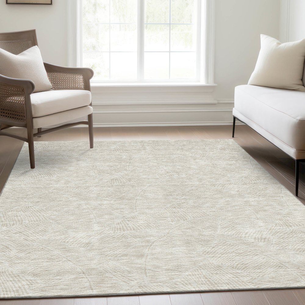 Premium Machine Washable Mayfield AMF913 Ivory 5' x 7'6" Rug. Picture 6