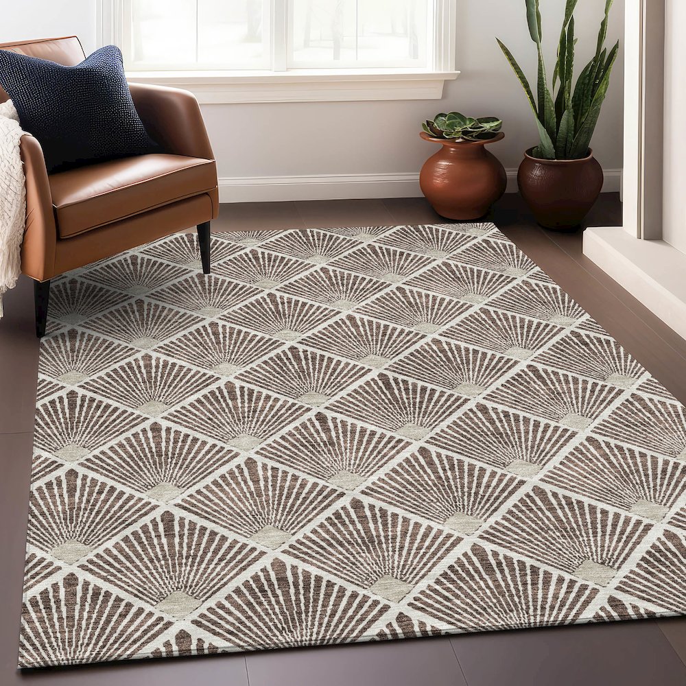 Premium Machine Washable Mayfield AMF914 Brown 5' x 7'6" Rug. Picture 5
