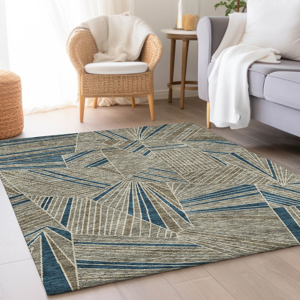 Premium Machine Washable Mayfield AMF915 Taupe 5' x 7'6" Rug. Picture 5