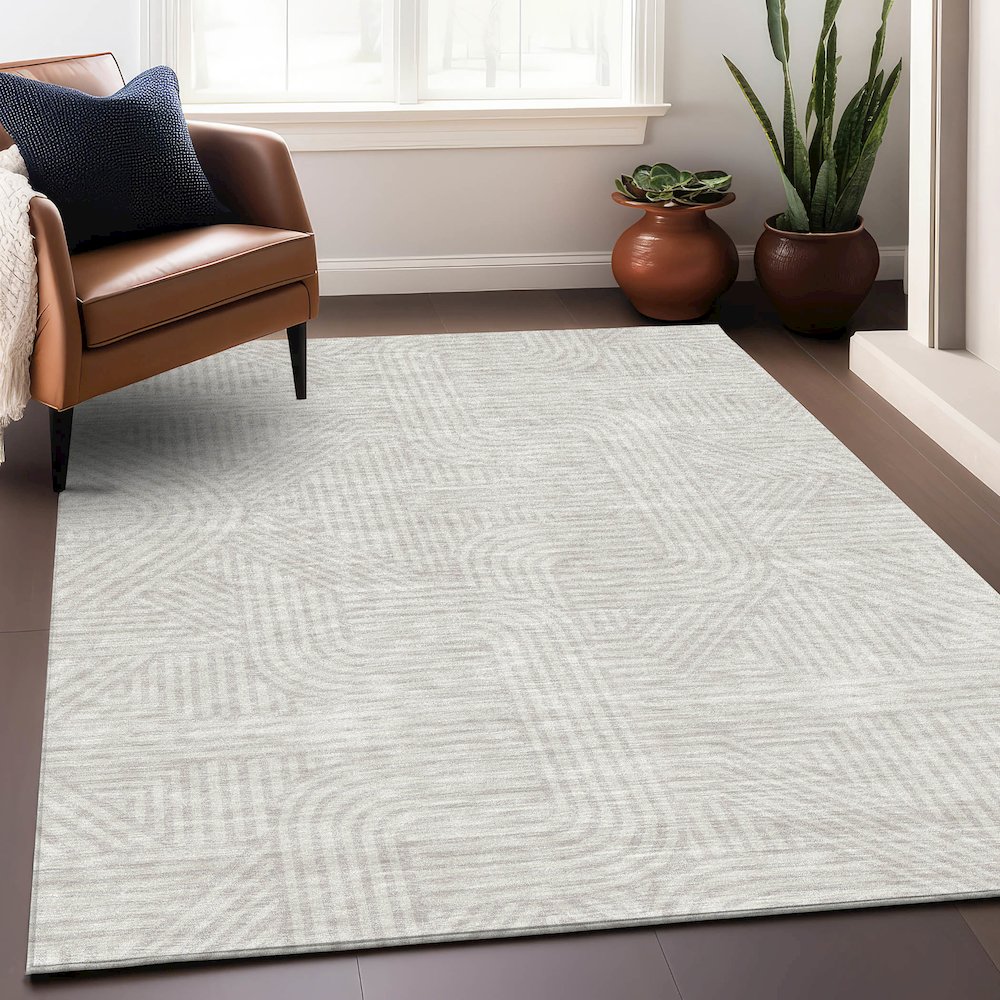 Premium Machine Washable Mayfield AMF917 Ivory 5' x 7'6" Rug. Picture 5