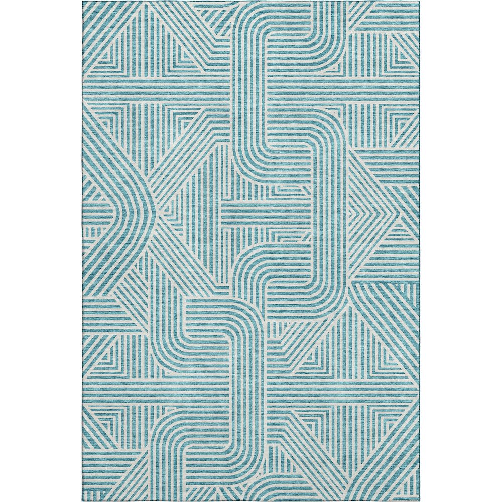 Premium Machine Washable Mayfield AMF917 Teal 5' x 7'6" Rug. Picture 1