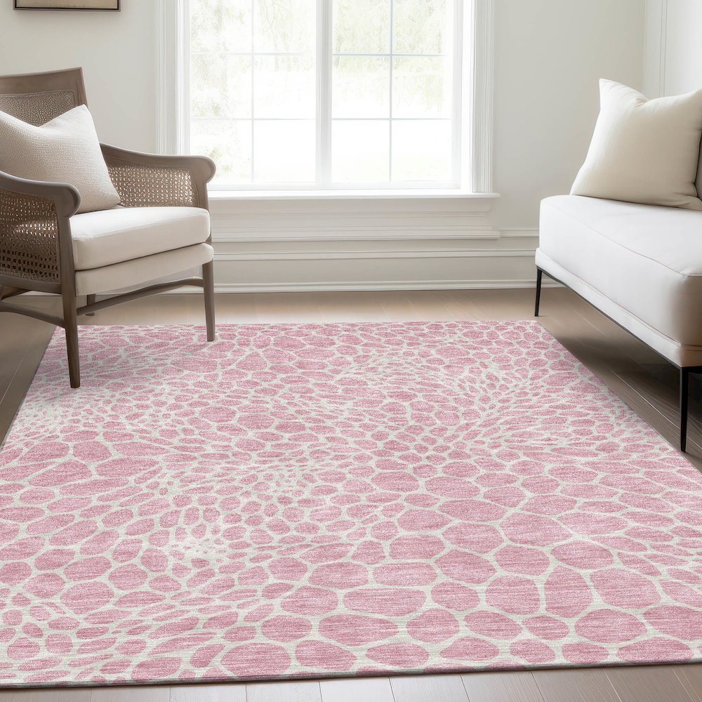Premium Machine Washable Mayfield AMF919 Pink 5' x 7'6" Rug. Picture 6