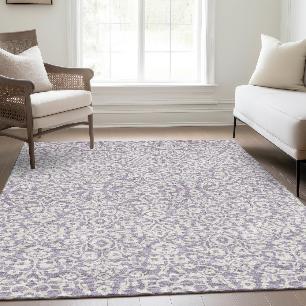 Premium Machine Washable Mayfield AMF920 Lavender 5' x 7'6" Rug. Picture 6