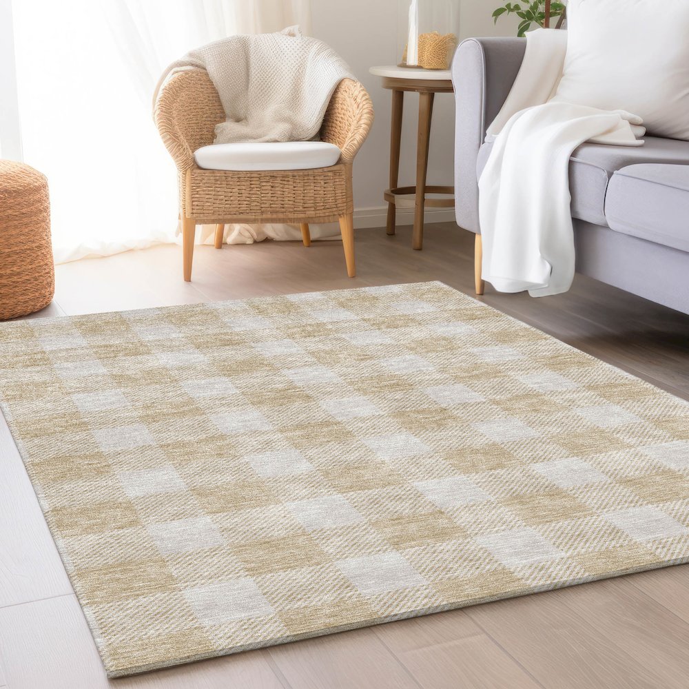 Premium Machine Washable Mayfield AMF923 Beige 5' x 7'6" Rug. Picture 5