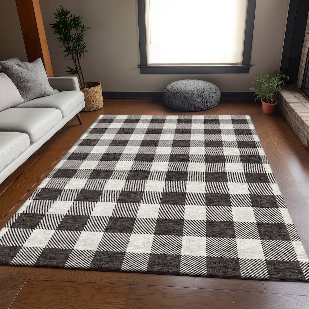 Premium Machine Washable Mayfield AMF923 Black 5' x 7'6" Rug. Picture 6