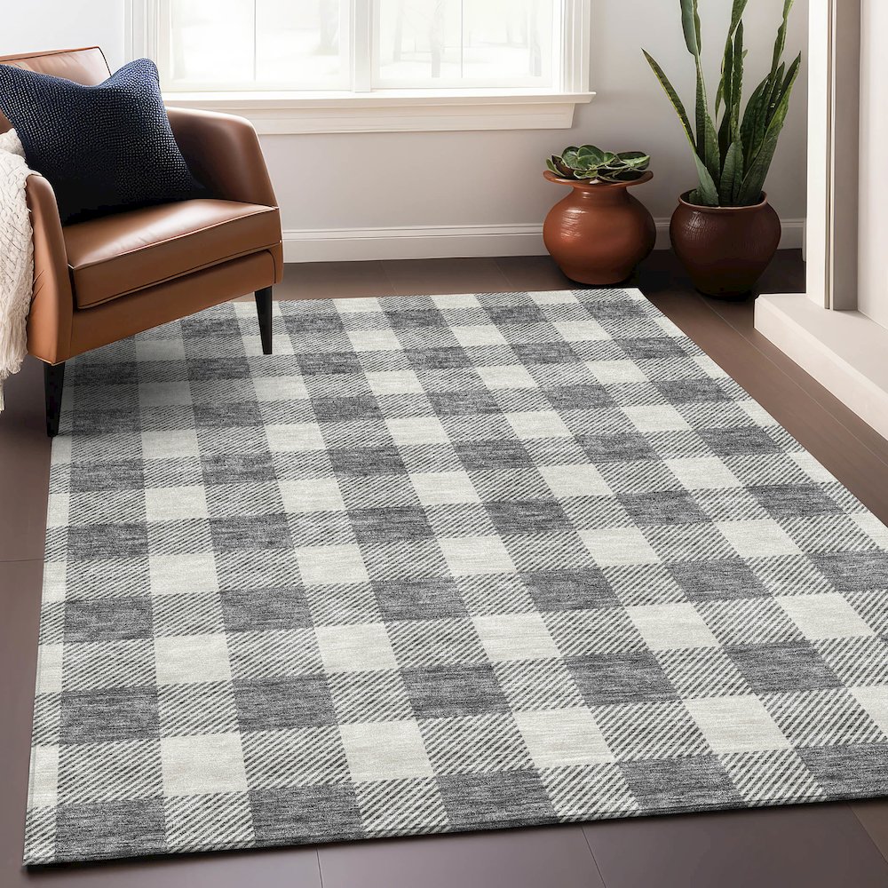 Premium Machine Washable Mayfield AMF923 Gray 5' x 7'6" Rug. Picture 5