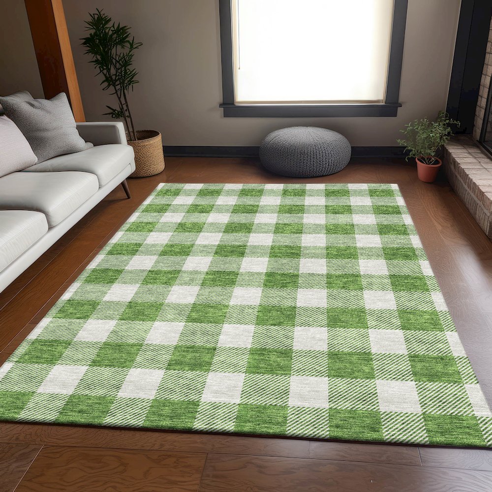 Premium Machine Washable Mayfield AMF923 Green 5' x 7'6" Rug. Picture 6