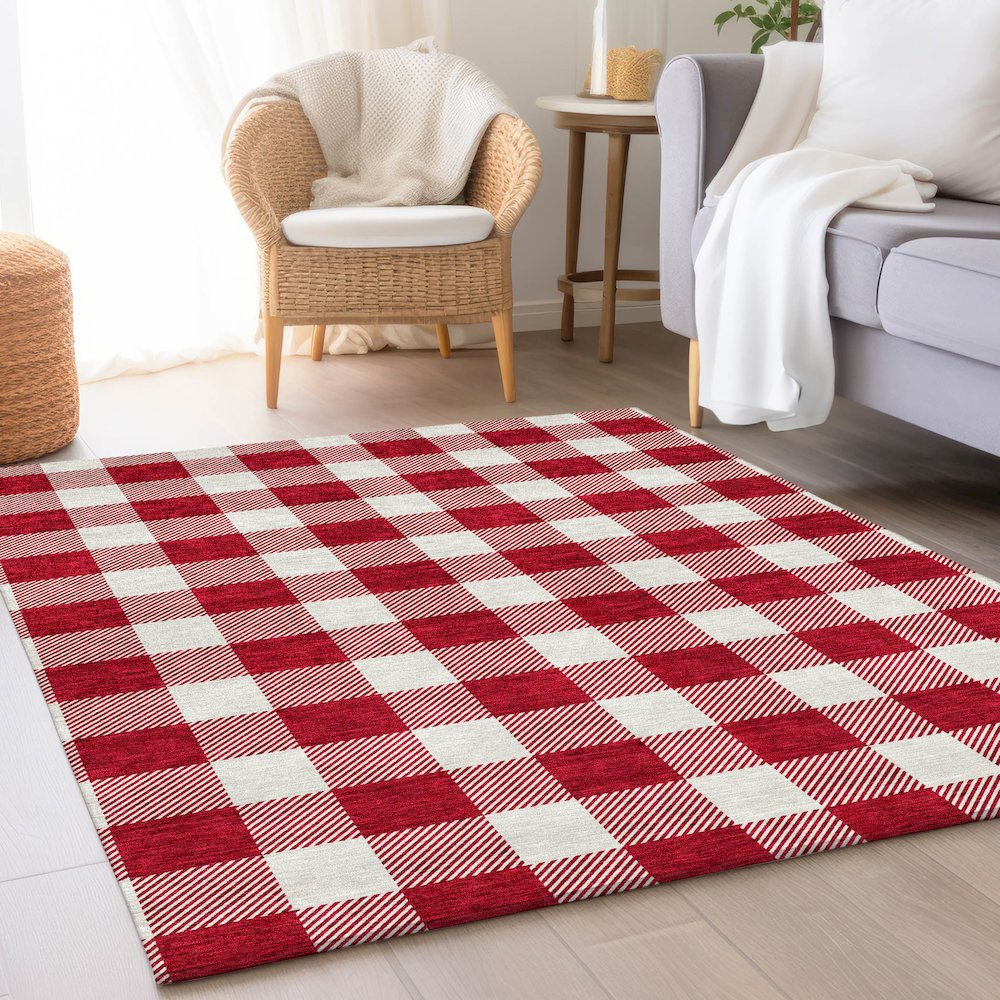 Premium Machine Washable Mayfield AMF923 Red 5' x 7'6" Rug. Picture 5