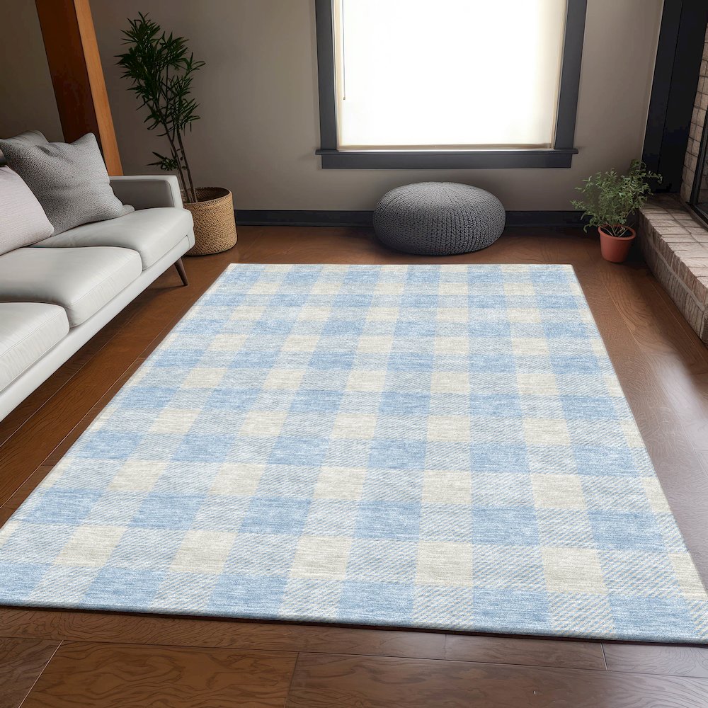 Premium Machine Washable Mayfield AMF923 Sky 5' x 7'6" Rug. Picture 6