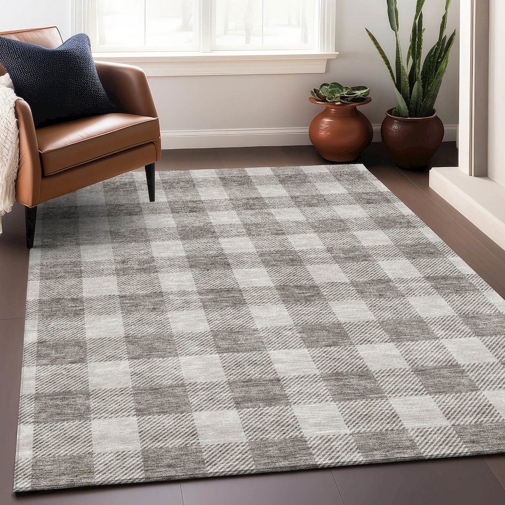 Premium Machine Washable Mayfield AMF923 Taupe 5' x 7'6" Rug. Picture 5