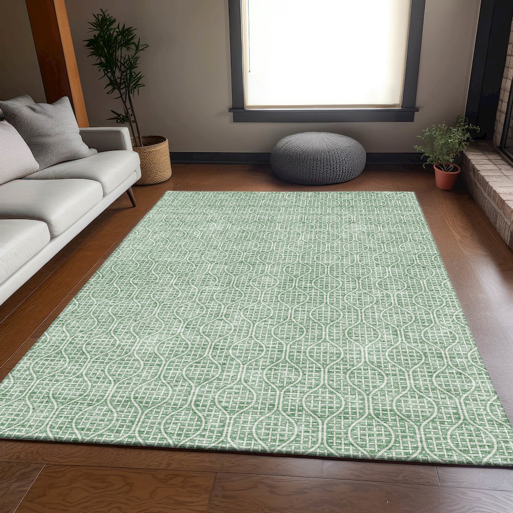 Premium Machine Washable Mayfield AMF926 Sage 5' x 7'6" Rug. Picture 6