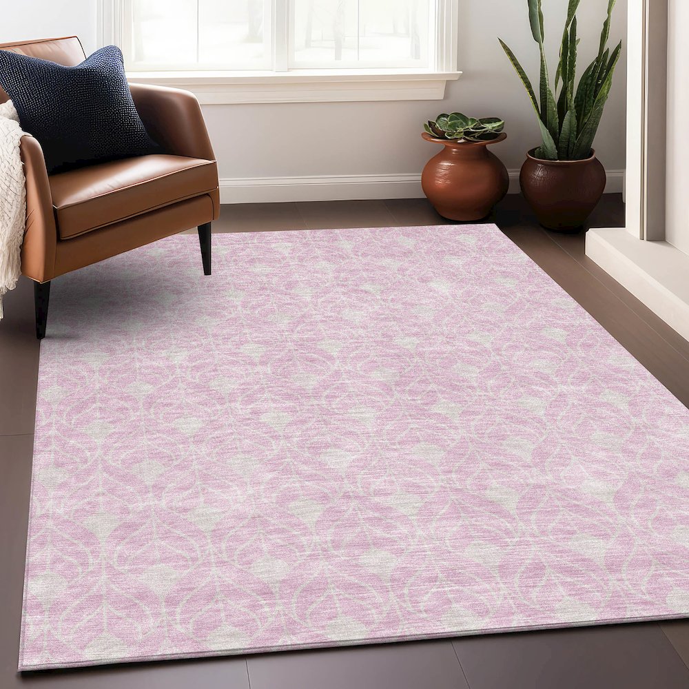 Premium Machine Washable Mayfield AMF927 Pink 5' x 7'6" Rug. Picture 5