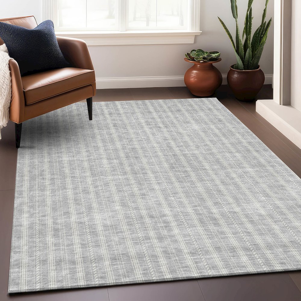 Premium Machine Washable Mayfield AMF929 Silver 5' x 7'6" Rug. Picture 5