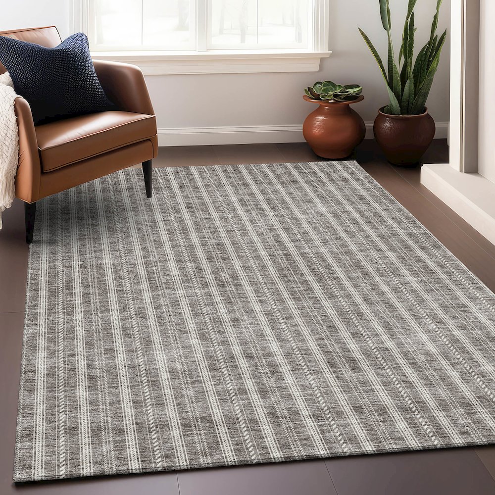 Premium Machine Washable Mayfield AMF929 Taupe 5' x 7'6" Rug. Picture 5