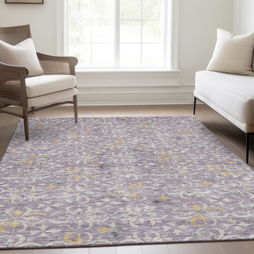 Premium Machine Washable Mayfield AMF930 Lavender 5' x 7'6" Rug. Picture 6