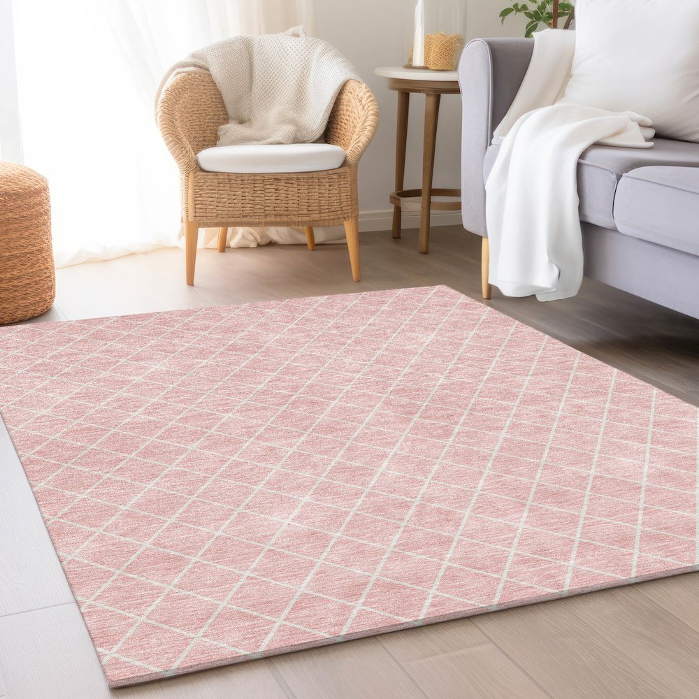 Premium Machine Washable Mayfield AMF932 Pink 5' x 7'6" Rug. Picture 5
