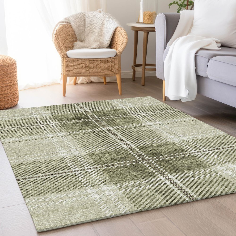 Premium Machine Washable Mayfield AMF935 Aloe 5' x 7'6" Rug. Picture 5