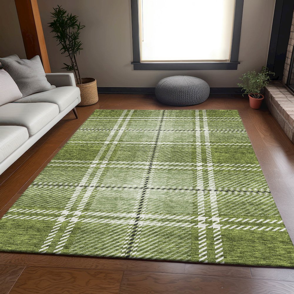 Premium Machine Washable Mayfield AMF935 Green 5' x 7'6" Rug. Picture 6