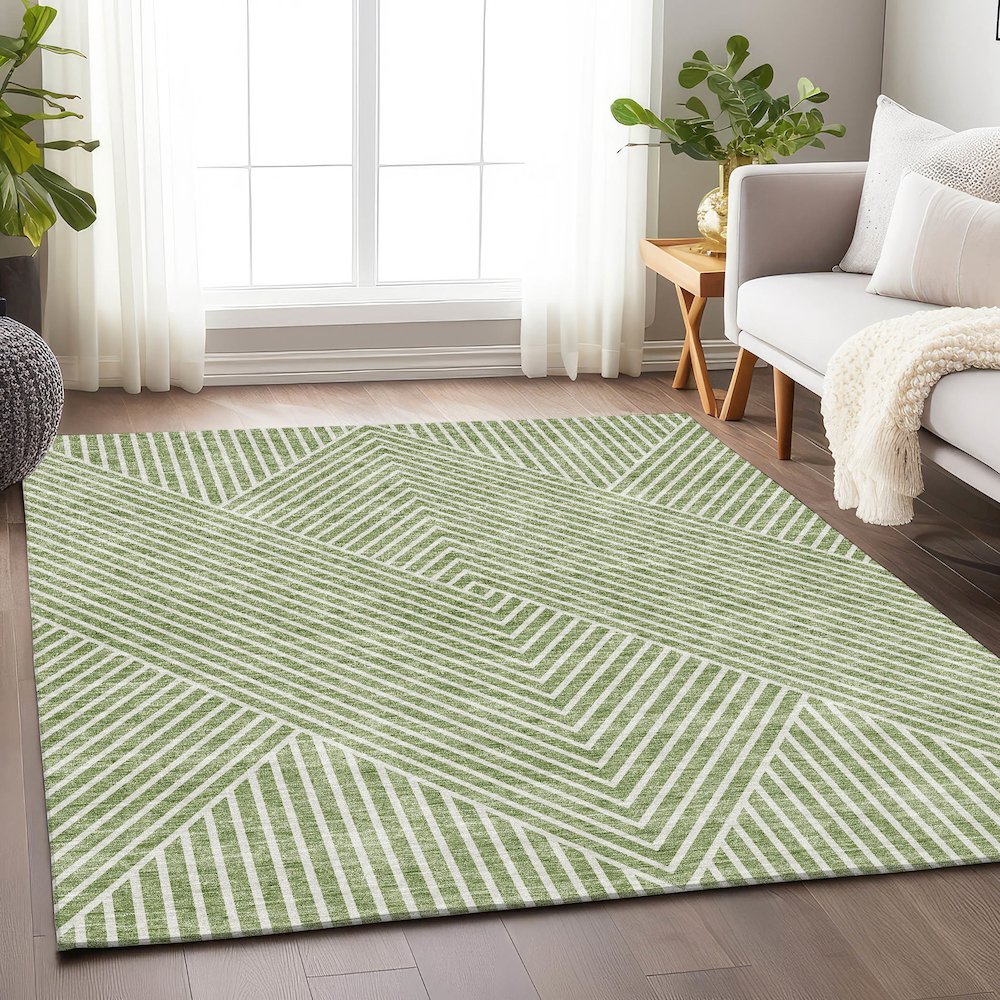 Premium Machine Washable Mayfield AMF937 Aloe 5' x 7'6" Rug. Picture 5