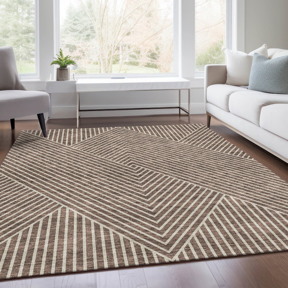 Premium Machine Washable Mayfield AMF937 Brown 5' x 7'6" Rug. Picture 6