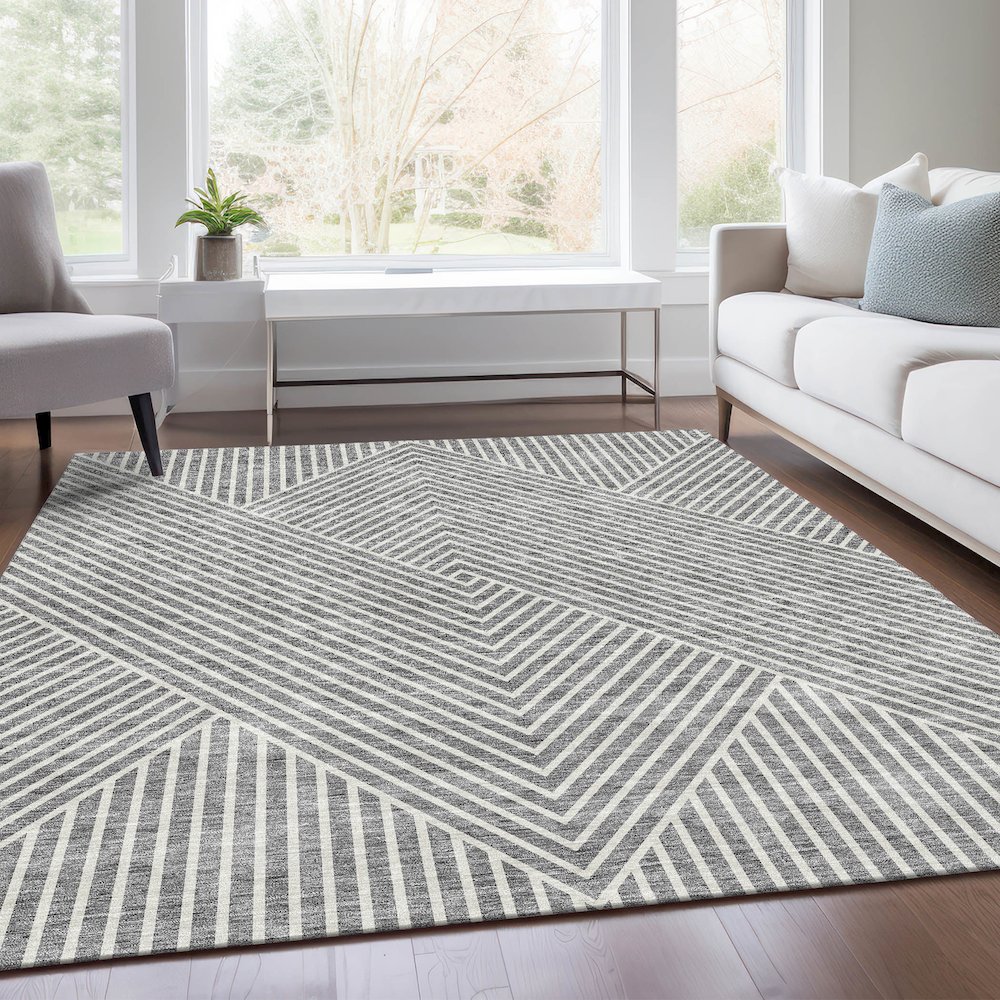 Premium Machine Washable Mayfield AMF937 Gray 5' x 7'6" Rug. Picture 6
