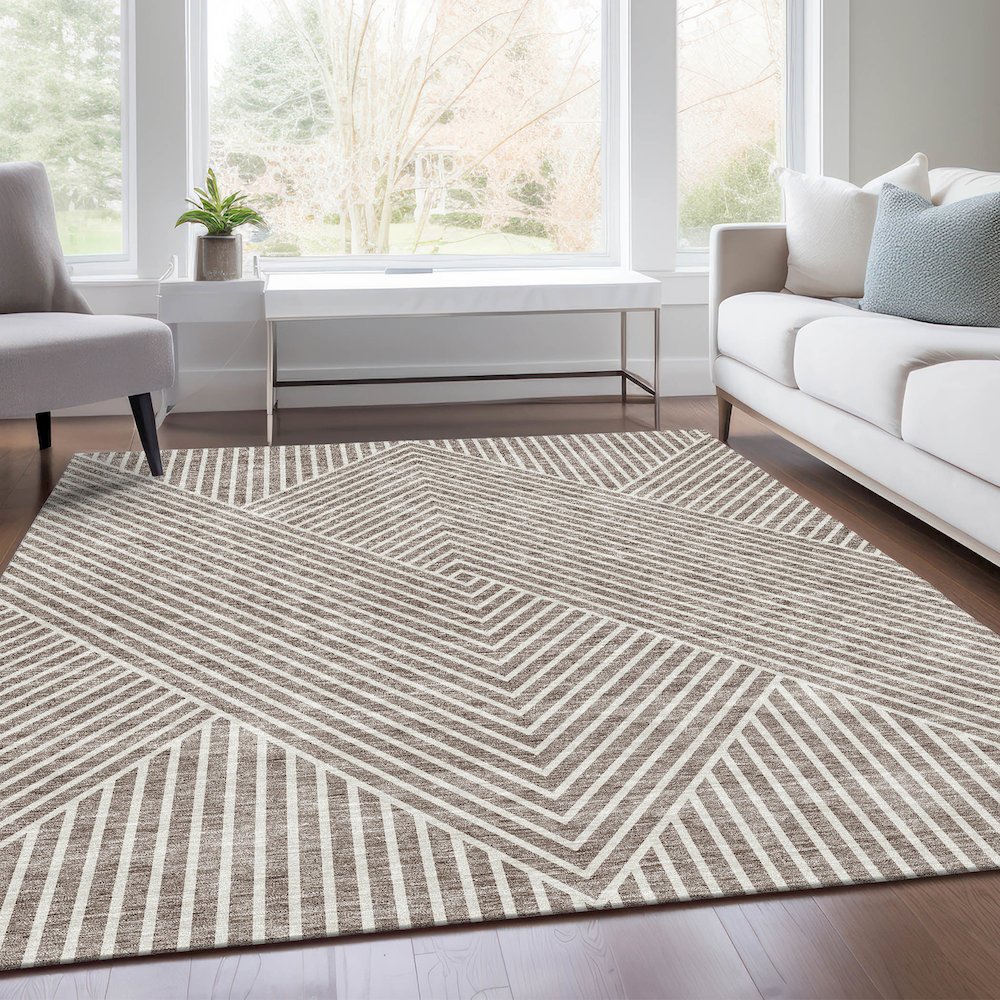 Premium Machine Washable Mayfield AMF937 Taupe 5' x 7'6" Rug. Picture 6