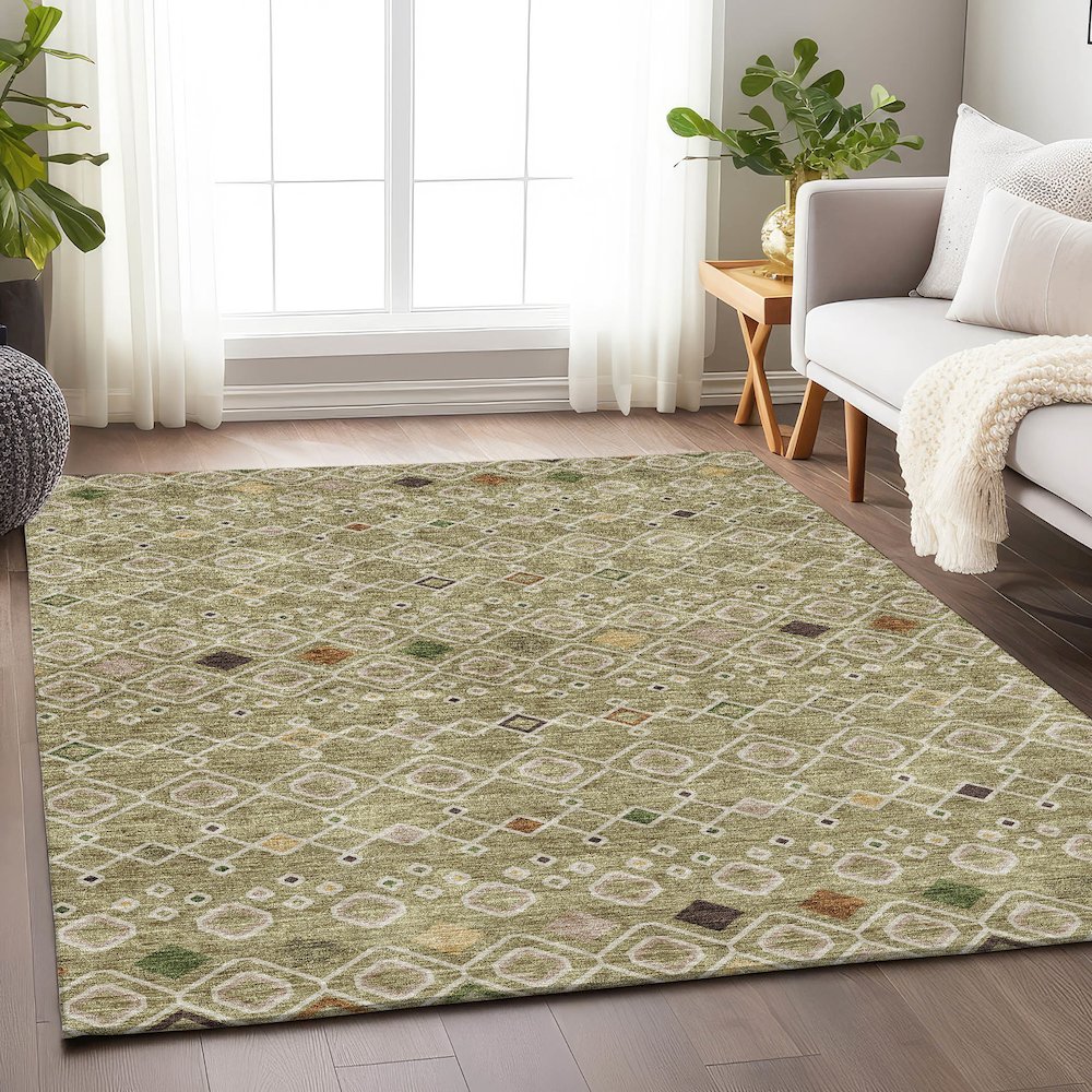 Premium Machine Washable Mayfield AMF938 Sage 5' x 7'6" Rug. Picture 5