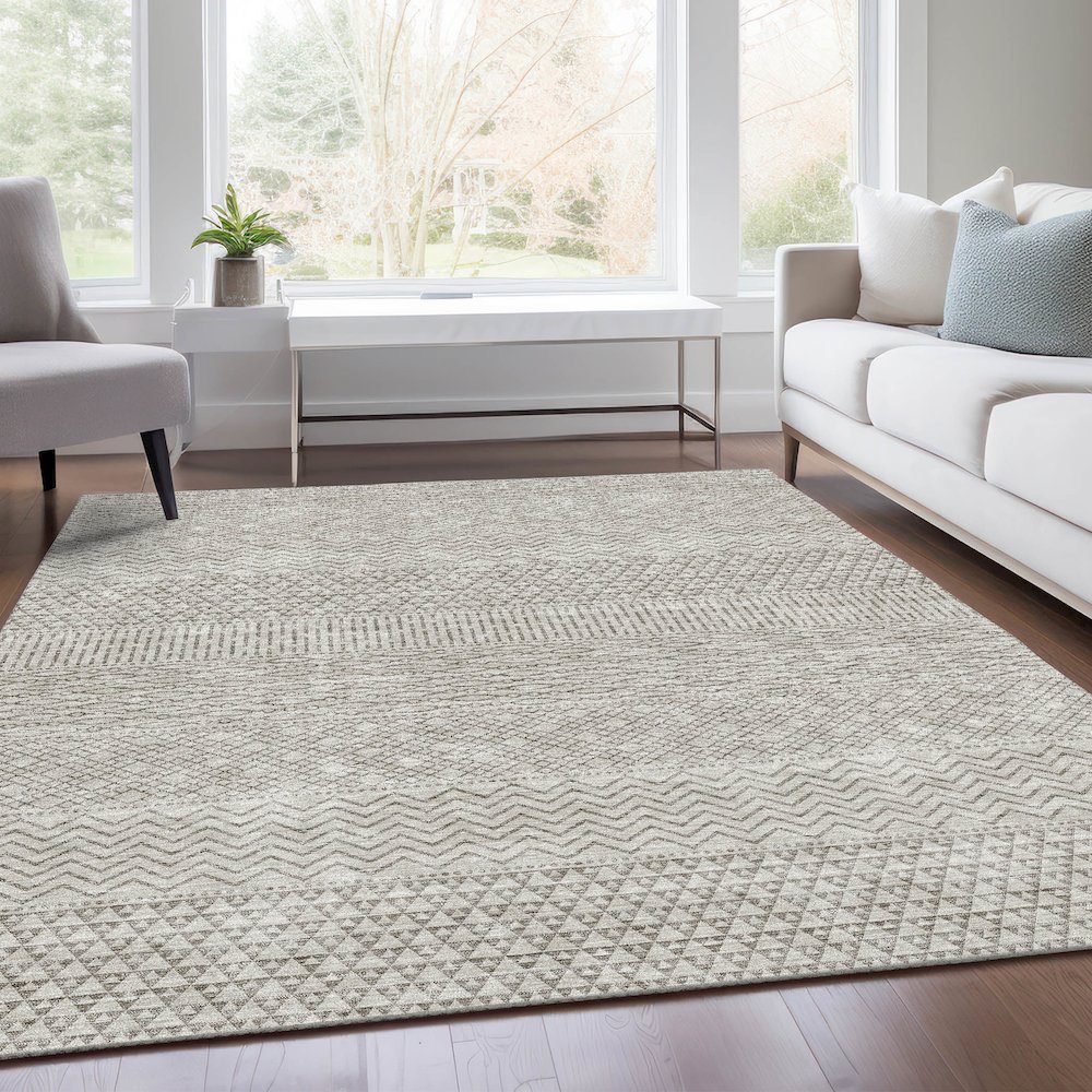 Premium Machine Washable Mayfield AMF939 Beige 5' x 7'6" Rug. Picture 6