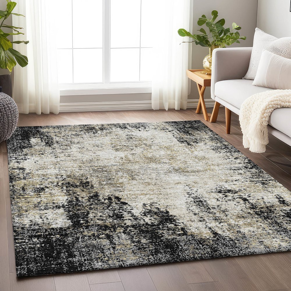 Premium Machine Washable Mayfield AMF940 Black 5' x 7'6" Rug. Picture 5